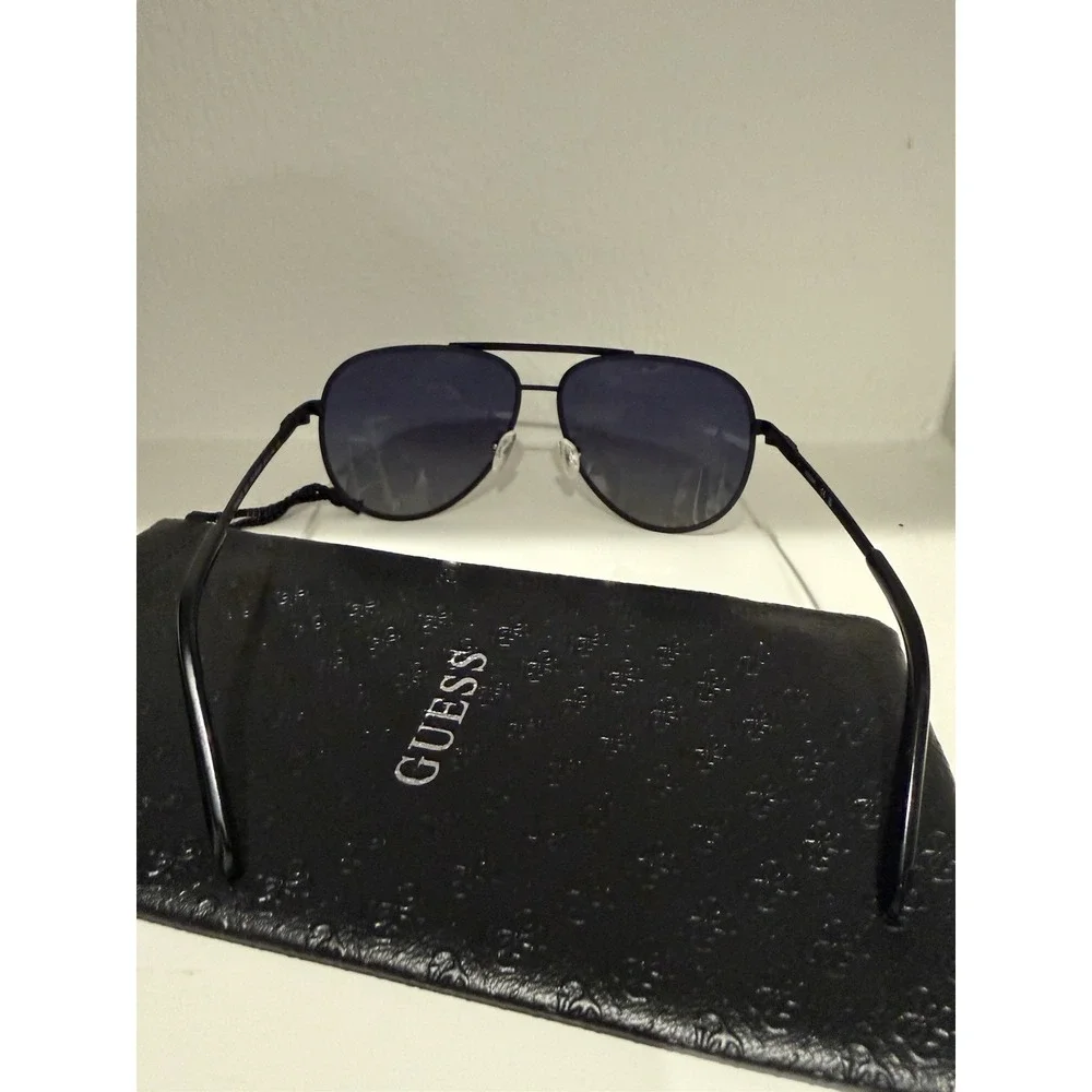 GUESS GU00209 Aviator Polarized UV400 Sunglasses Black Metal Gray 145mm